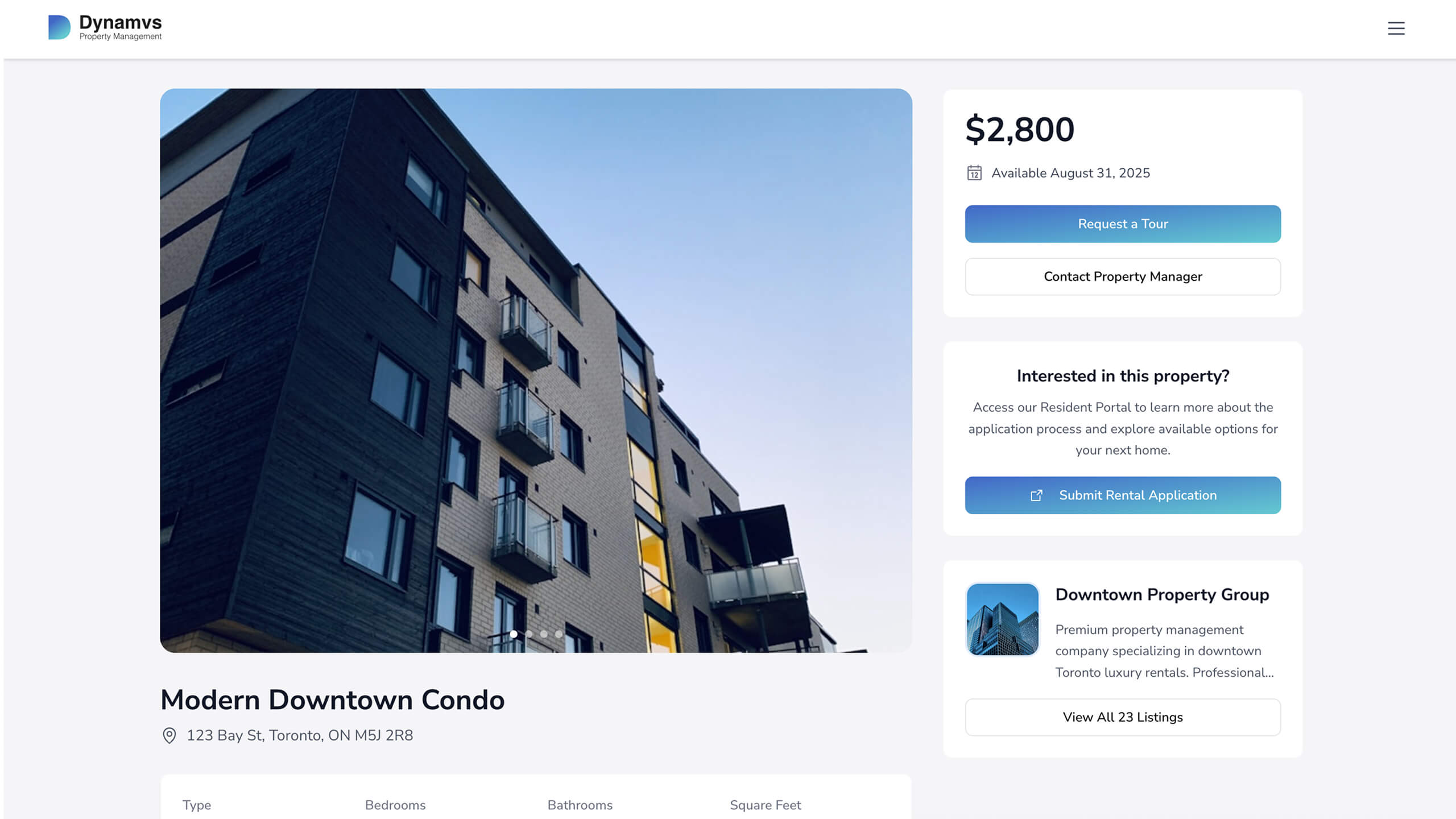 Listings secondary desktop interface