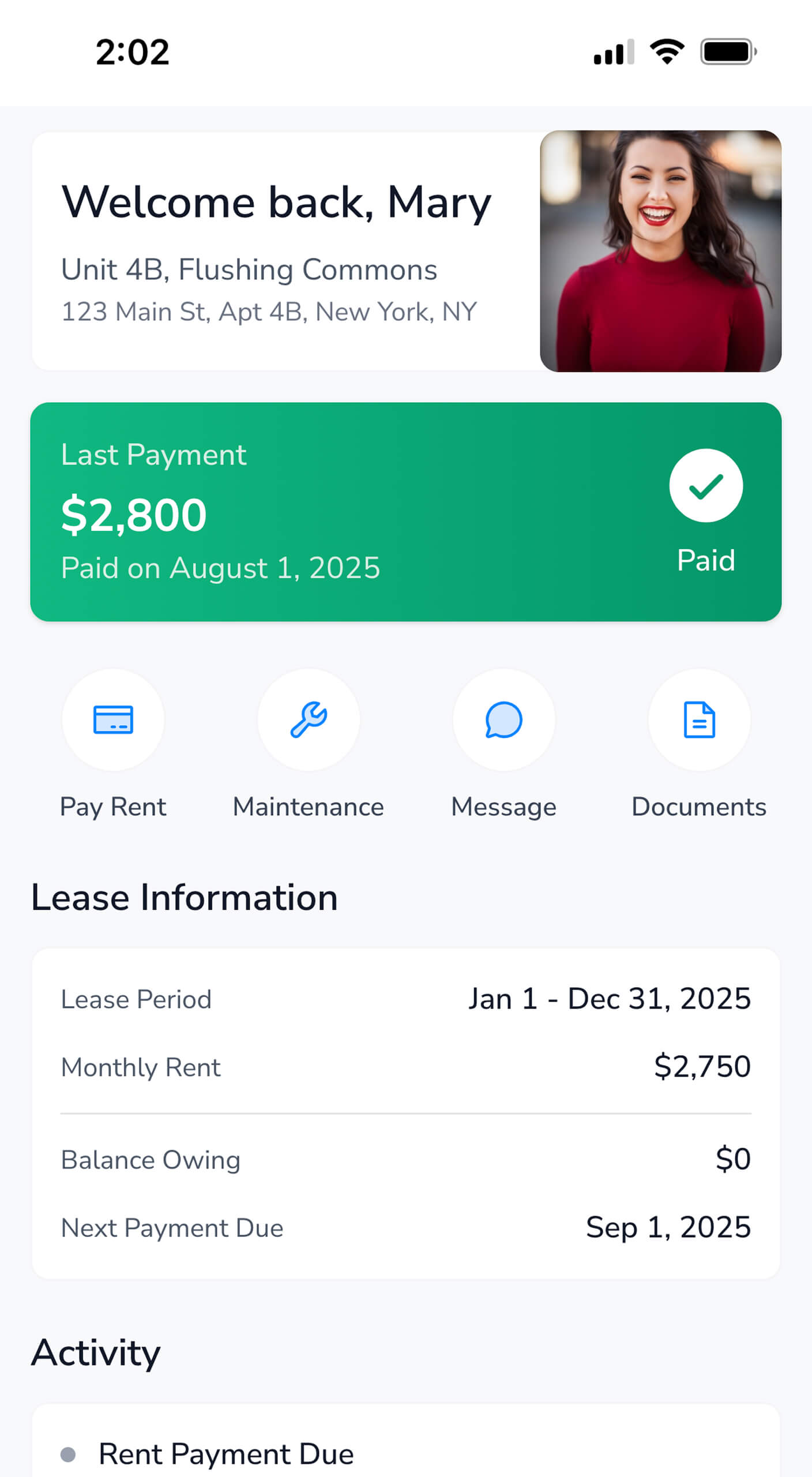 Residents mobile interface